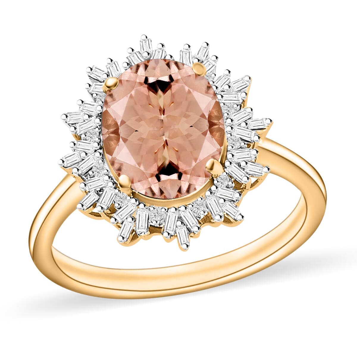 Rhapsody AAAA Marropino Morganite and E-F VS2 Diamond 2.95 ctw Ring in 18K Yellow Gold (Size 10.0) 5.15 Grams image number 0