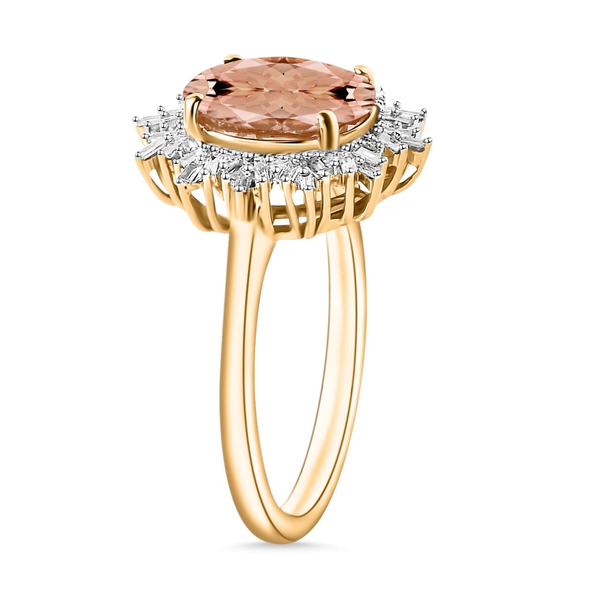 Rhapsody AAAA Marropino Morganite and E-F VS2 Diamond 2.95 ctw Ring in 18K Yellow Gold (Size 10.0) 5.15 Grams image number 2