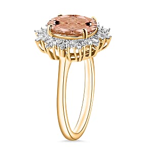 Rhapsody AAAA Marropino Morganite and E-F VS2 Diamond 2.95 ctw Ring in 18K Yellow Gold (Size 10.0) 5.15 Grams (Del. in 10-12 Days)