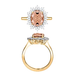 Rhapsody AAAA Marropino Morganite and E-F VS2 Diamond 2.95 ctw Ring in 18K Yellow Gold (Size 10.0) 5.15 Grams (Del. in 10-12 Days)
