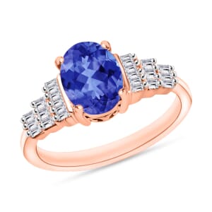 Rhapsody AAAA Tanzanite and E-F VS2 Diamond Ring in 18K Rose Gold (Size 11.0) 4.5 Grams 1.48 ctw