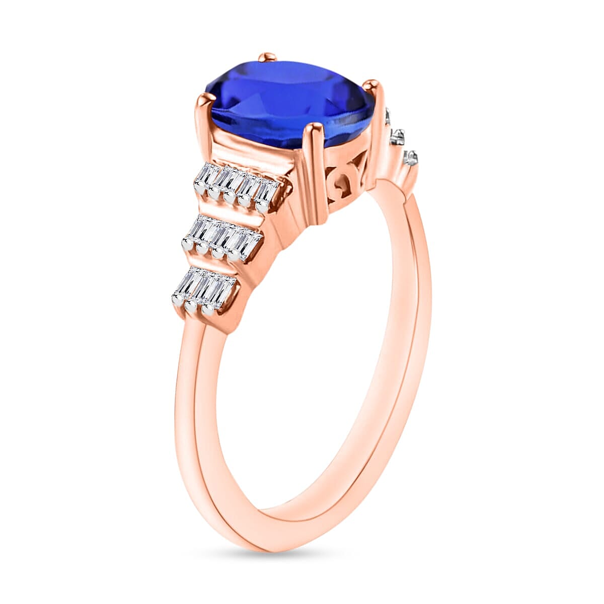 Rhapsody AAAA Tanzanite and E-F VS2 Diamond 1.48 ctw Ring in 18K Rose Gold (Size 4.0) 4.5 Grams image number 2