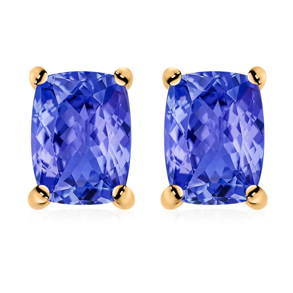 Rhapsody 18K Yellow Gold AAAA Tanzanite Solitaire Stud Earrings 2.10 ctw image number 0