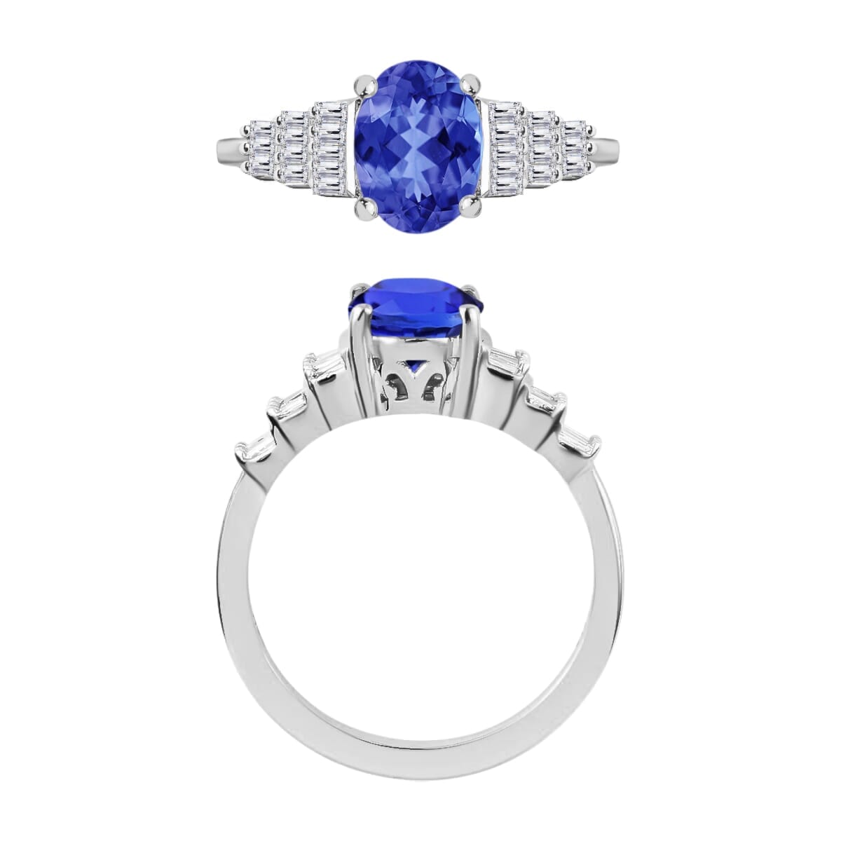 Rhapsody AAAA Tanzanite and E-F VS2 Diamond Ring in 18K White Gold (Size 10.5) 4.5 Grams 1.48 ctw image number 3