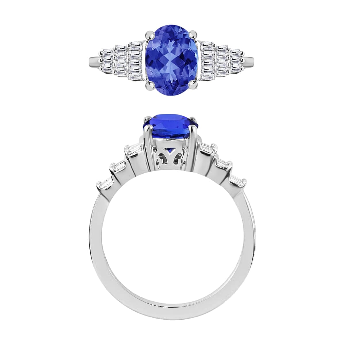 Rhapsody AAAA Tanzanite and E-F VS2 Diamond 1.48 ctw Ring in 18K White Gold (Size 11.0) 4.5 Grams image number 3