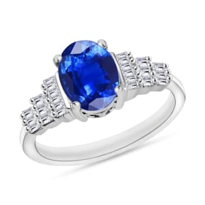 Rhapsody AAAA Ceylon Blue Sapphire and E-F VS2 Diamond Ring in 18K White Gold (Size 10.0) 4.5 Grams 1.53 ctw