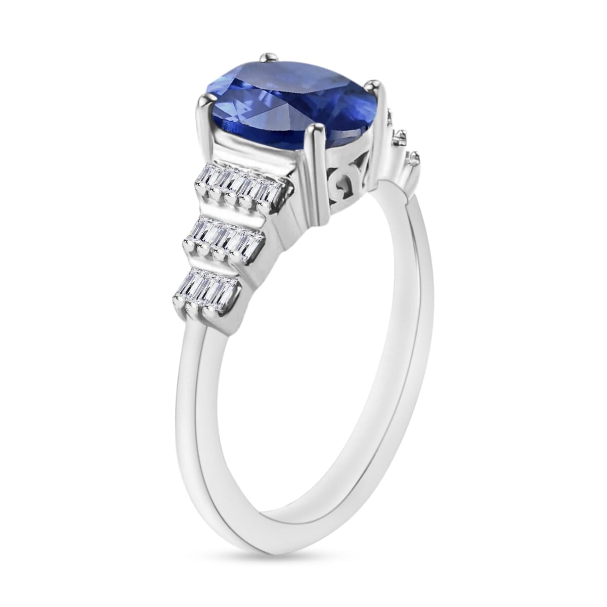 Rhapsody AAAA Ceylon Blue Sapphire and E-F VS2 Diamond Ring in 18K White Gold (Size 10.0) 4.5 Grams 1.53 ctw image number 2