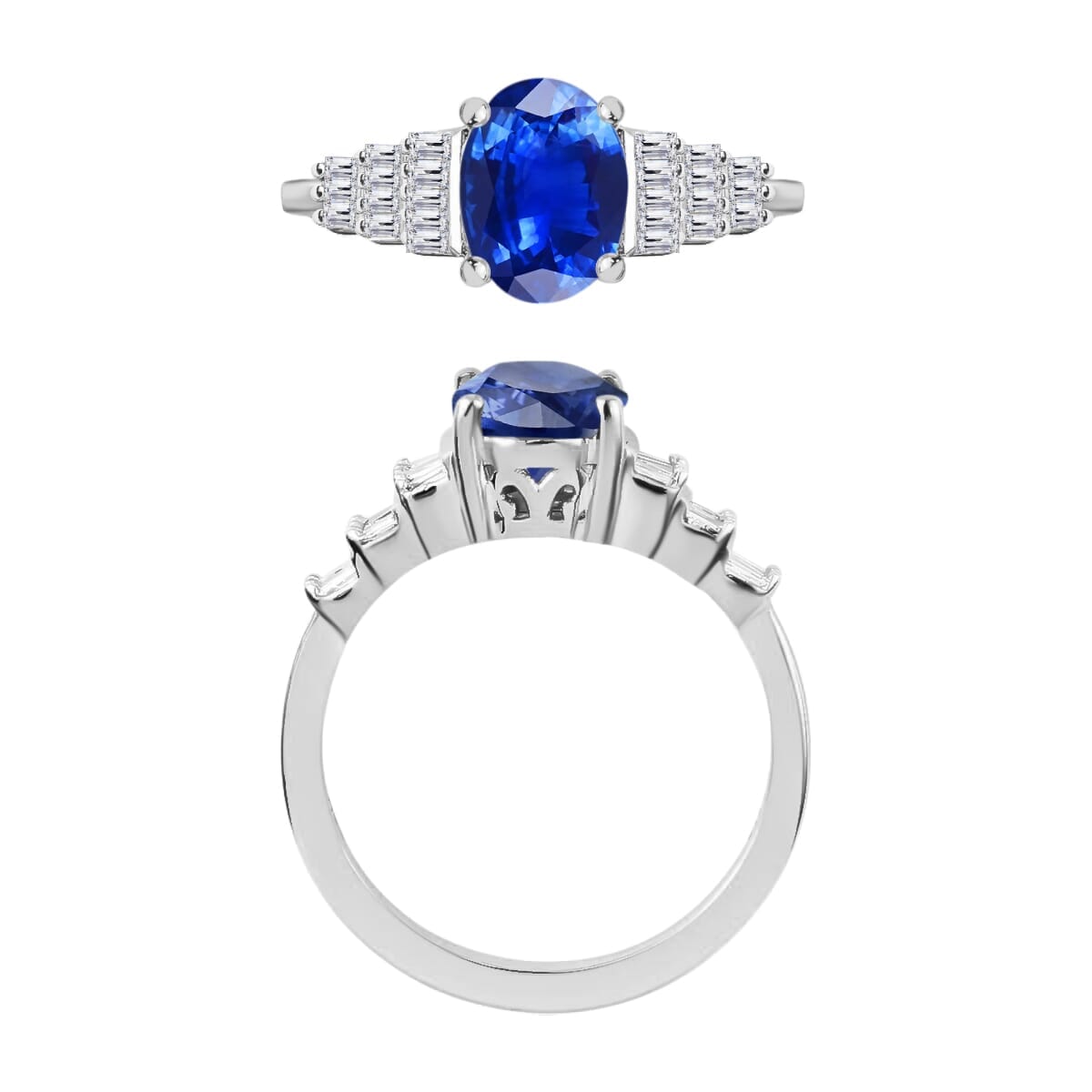 Rhapsody AAAA Ceylon Blue Sapphire and E-F VS2 Diamond Ring in 18K White Gold (Size 10.0) 4.5 Grams 1.53 ctw image number 3