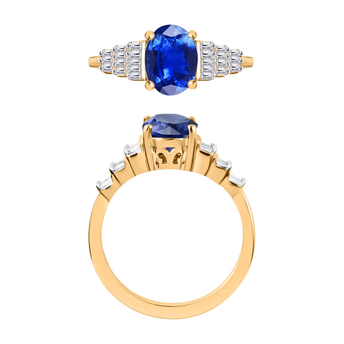 Rhapsody AAAA Ceylon Blue Sapphire and E-F VS2 Diamond Ring in 18K Yellow Gold (Size 6.5) 4.5 Grams 1.53 ctw image number 3