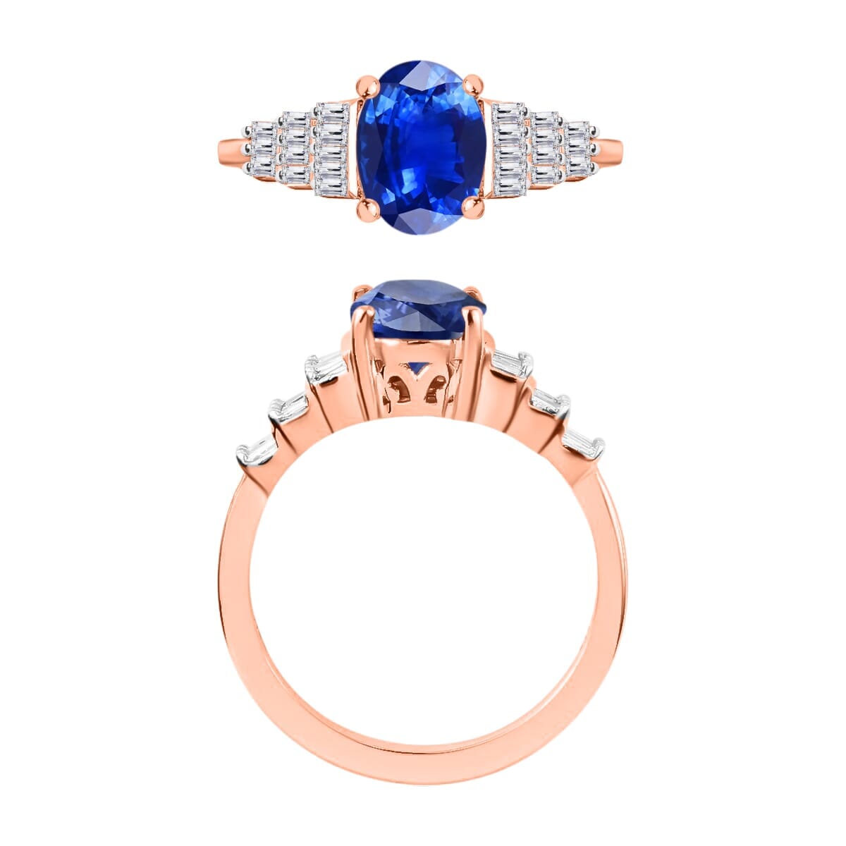 Rhapsody AAAA Ceylon Blue Sapphire and E-F VS2 Diamond Ring in 18K Rose Gold (Size 9.0) 4.5 Grams 1.43 ctw image number 3