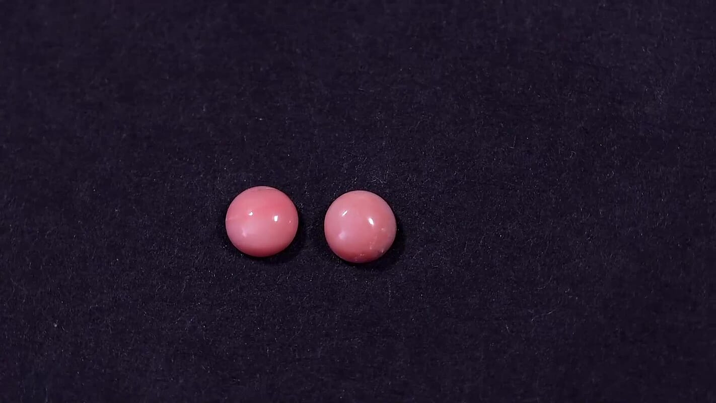 AA Peach Opal Set of 2 (Rnd 5 mm) 0.66 ctw Loose Gemstone