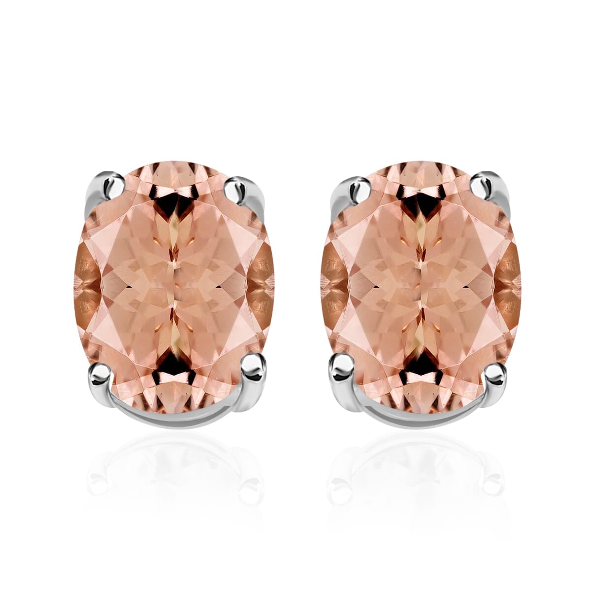 18K Yellow Gold   Pink Morganite  Solitaire Stud Push Post Earring ,  Gold Wt. 2.5 g 2.60 ctw image number 0