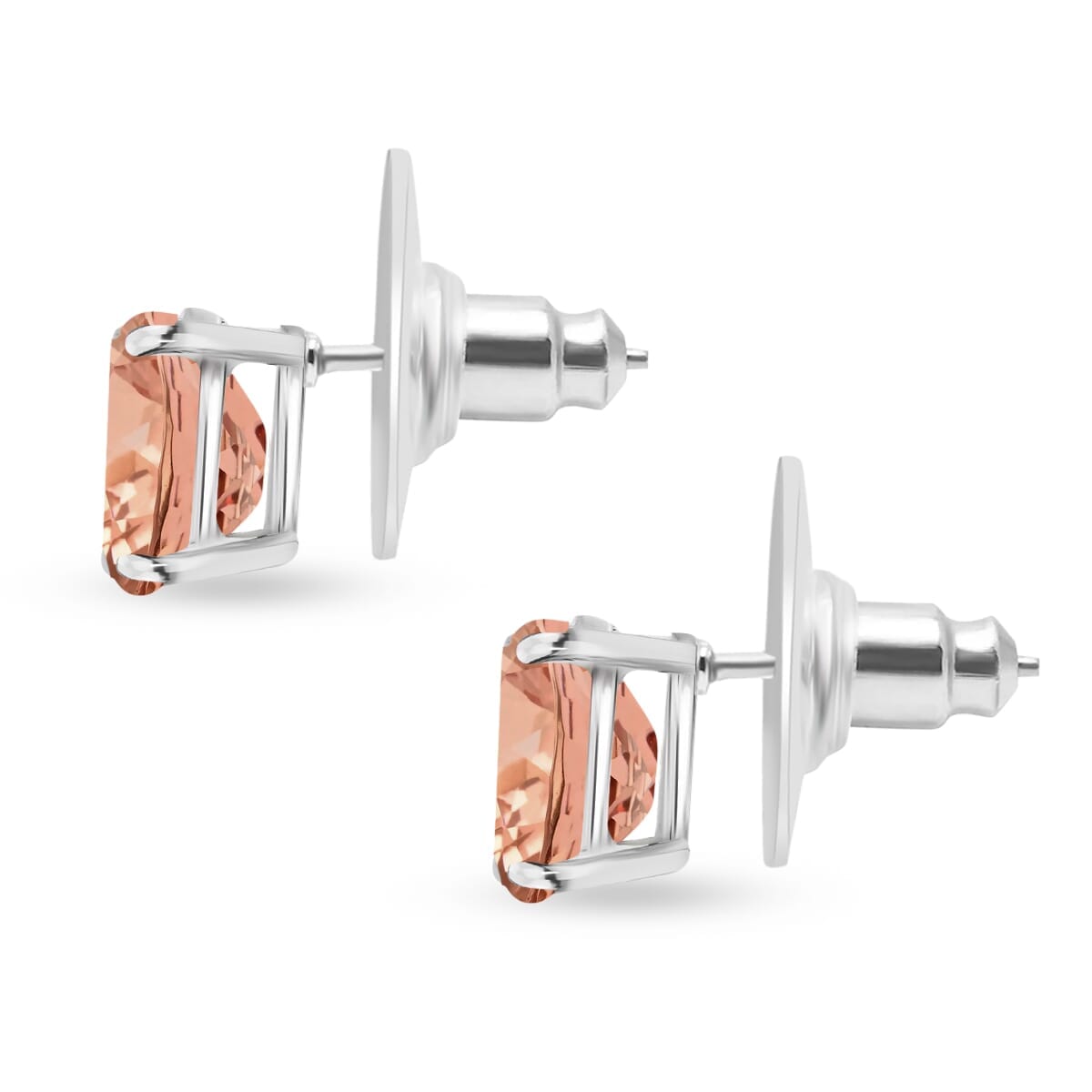 18K Yellow Gold   Pink Morganite  Solitaire Stud Push Post Earring ,  Gold Wt. 2.5 g 2.60 ctw image number 2
