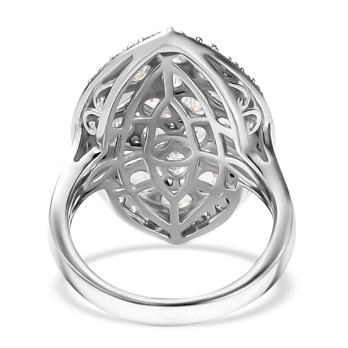 Karis Moon Glow Moonstone and White Zircon 4.10 ctw Stardust Aura Ring in Platinum Bond (Size 7.0) image number 4