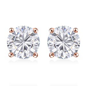J Francis Embellished with Zirconia by Swarovski 1.70 ctw Solitaire Stud Earrings in 18K Vermeil Rose Gold Over Sterling Silver