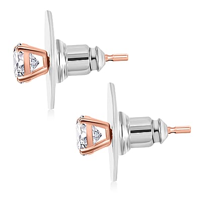 J Francis Embellished with Zirconia by Swarovski 1.70 ctw Solitaire Stud Earrings in 18K Vermeil Rose Gold Over Sterling Silver