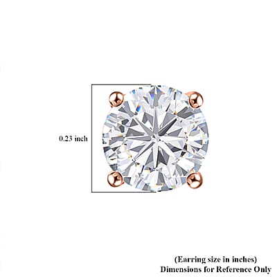 J Francis Embellished with Zirconia by Swarovski 1.70 ctw Solitaire Stud Earrings in 18K Vermeil Rose Gold Over Sterling Silver