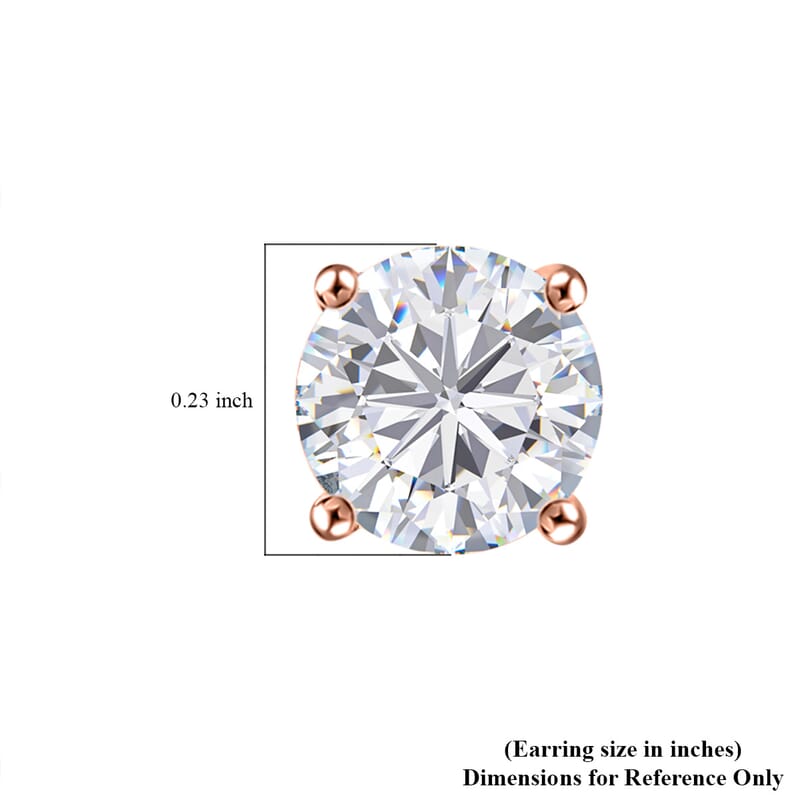J Francis Embellished with Zirconia by Swarovski 1.70 ctw Solitaire Stud Earrings in 18K Vermeil Rose Gold Over Sterling Silver