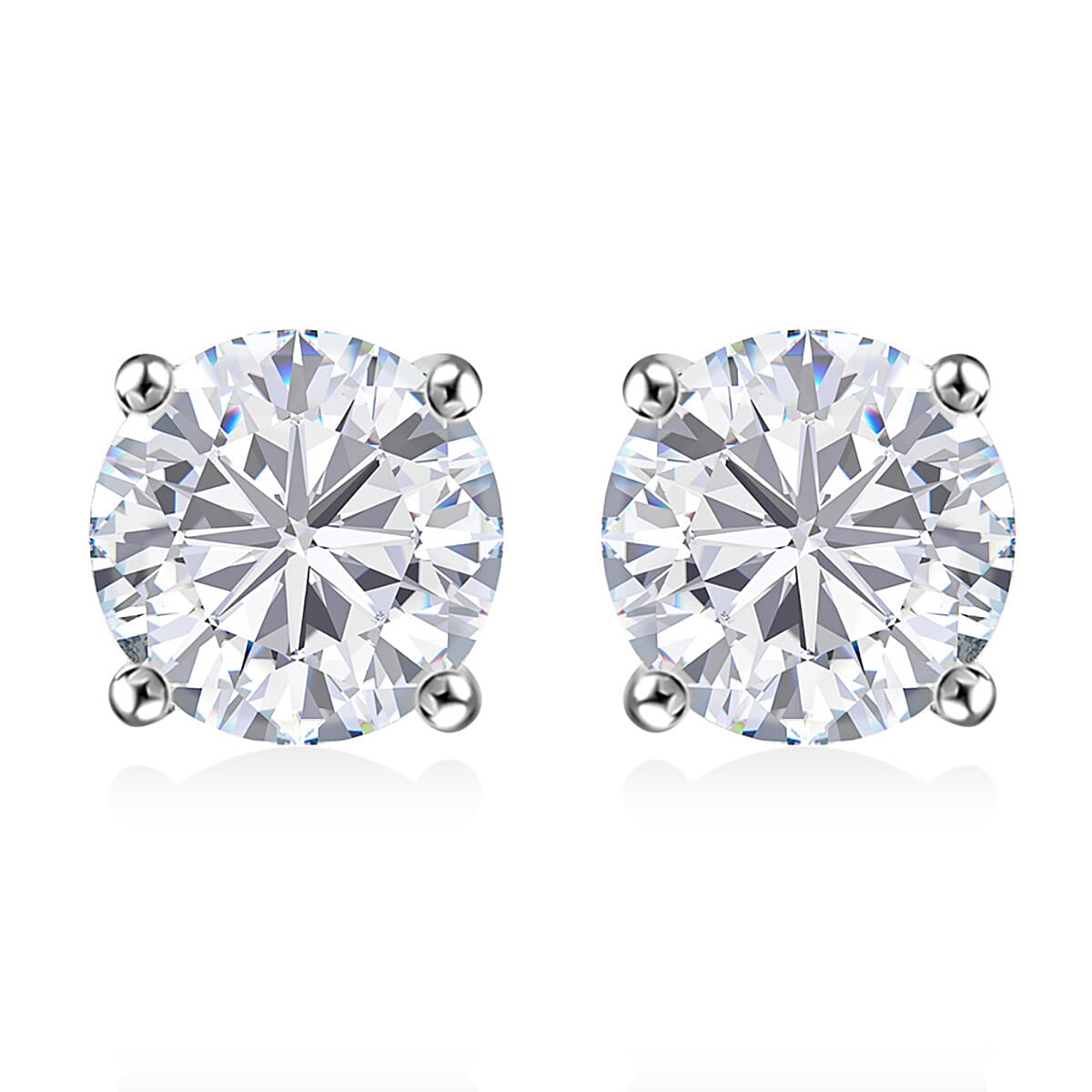J Francis Embellished with Zirconia by Swarovski 1.70 ctw Solitaire Stud Earrings in Rhodium Over Sterling Silver image number 0
