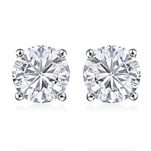 J Francis Embellished with Zirconia by Swarovski 1.70 ctw Solitaire Stud Earrings in Rhodium Over Sterling Silver