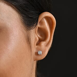 J Francis Embellished with Zirconia by Swarovski 1.70 ctw Solitaire Stud Earrings in Rhodium Over Sterling Silver