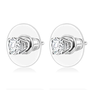 J Francis Embellished with Zirconia by Swarovski 1.70 ctw Solitaire Stud Earrings in Rhodium Over Sterling Silver