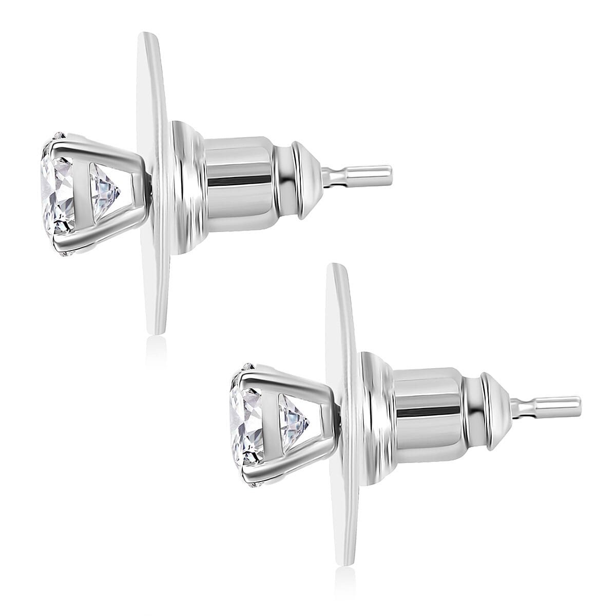J Francis Embellished with Zirconia by Swarovski 1.70 ctw Solitaire Stud Earrings in Rhodium Over Sterling Silver
