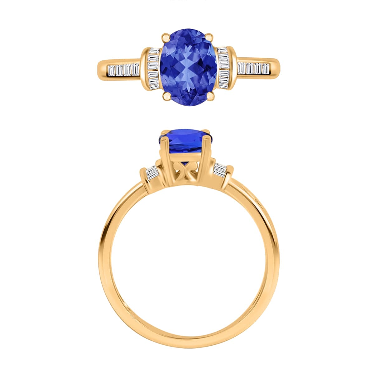 Rhapsody AAAA Tanzanite and E-F VS2 Diamond 1.50 ctw Ring in 18K Yellow Gold (Size 10.0) (Del. in 10-12 Days) image number 3