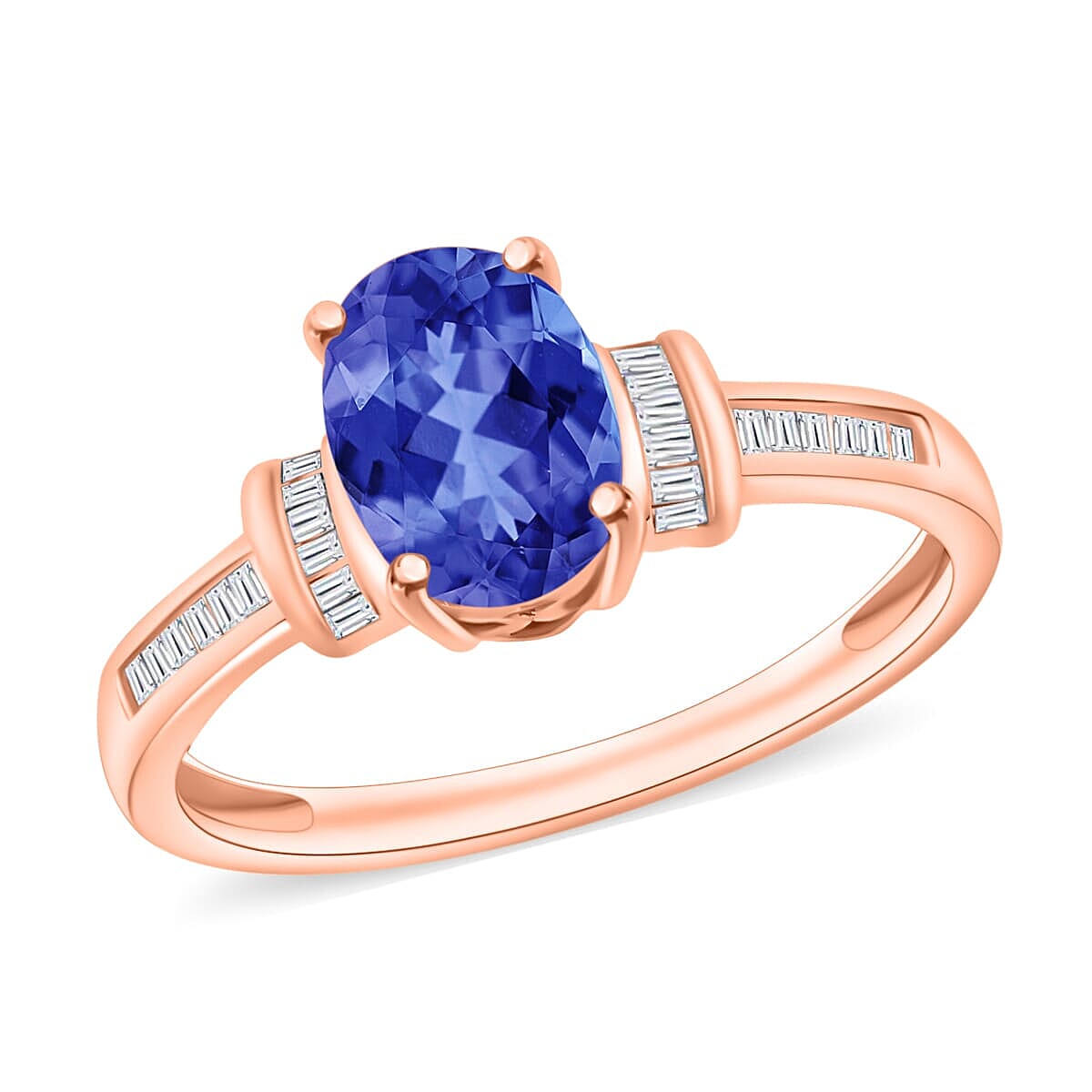 Rhapsody AAAA Tanzanite and E-F VS2 Diamond 1.50 ctw Ring in 18K Rose Gold (Size 10.0) (Del. in 10-12 Days) image number 0