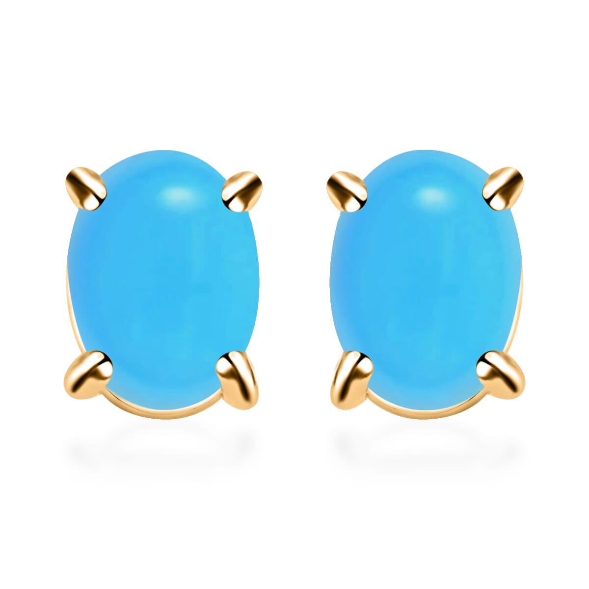 Rhapsody AAAA Sleeping Beauty Turquoise 1.70 ctw Solitaire Stud Earrings in 18K Yellow Gold image number 0