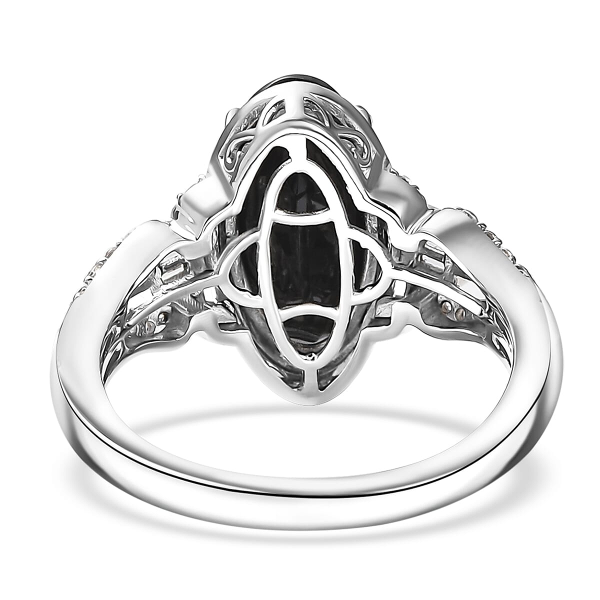 Karis Thai Black Spinel and White Zircon 4.60 ctw Midnight Majesty Ring in Platinum Bond (Size 10.0)  image number 4