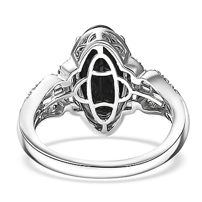 Karis Thai Black Spinel and White Zircon 4.60 ctw Midnight Majesty Ring in Platinum Bond (Size 10.0) 
