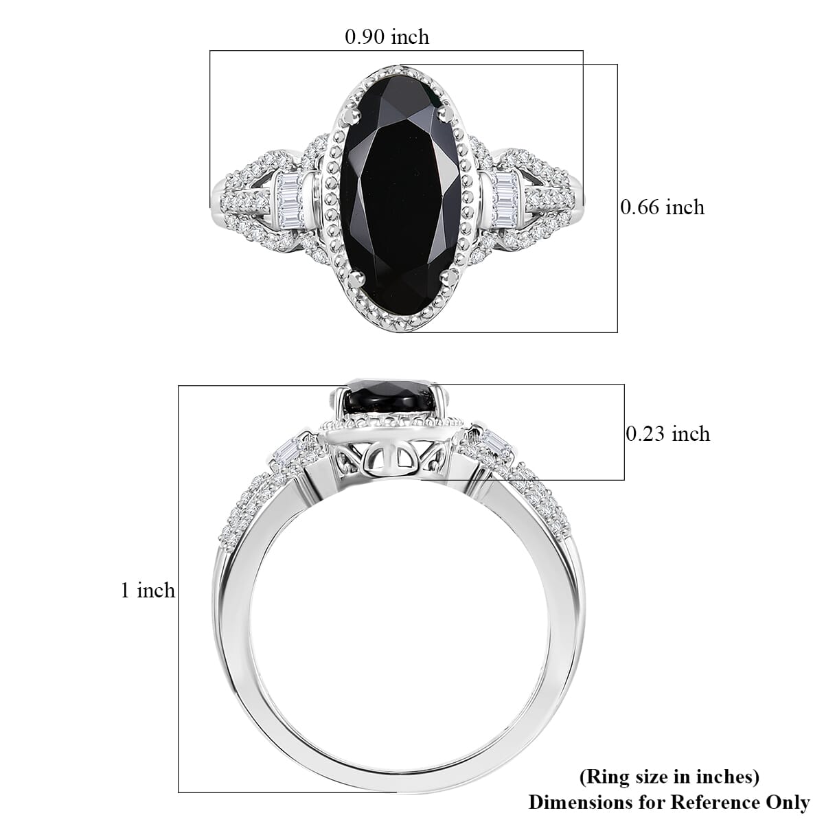 Karis Thai Black Spinel and White Zircon 4.60 ctw Midnight Majesty Ring in Platinum Bond (Size 10.0)  image number 5