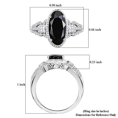 Karis Thai Black Spinel and White Zircon 4.60 ctw Midnight Majesty Ring in Platinum Bond (Size 10.0) 