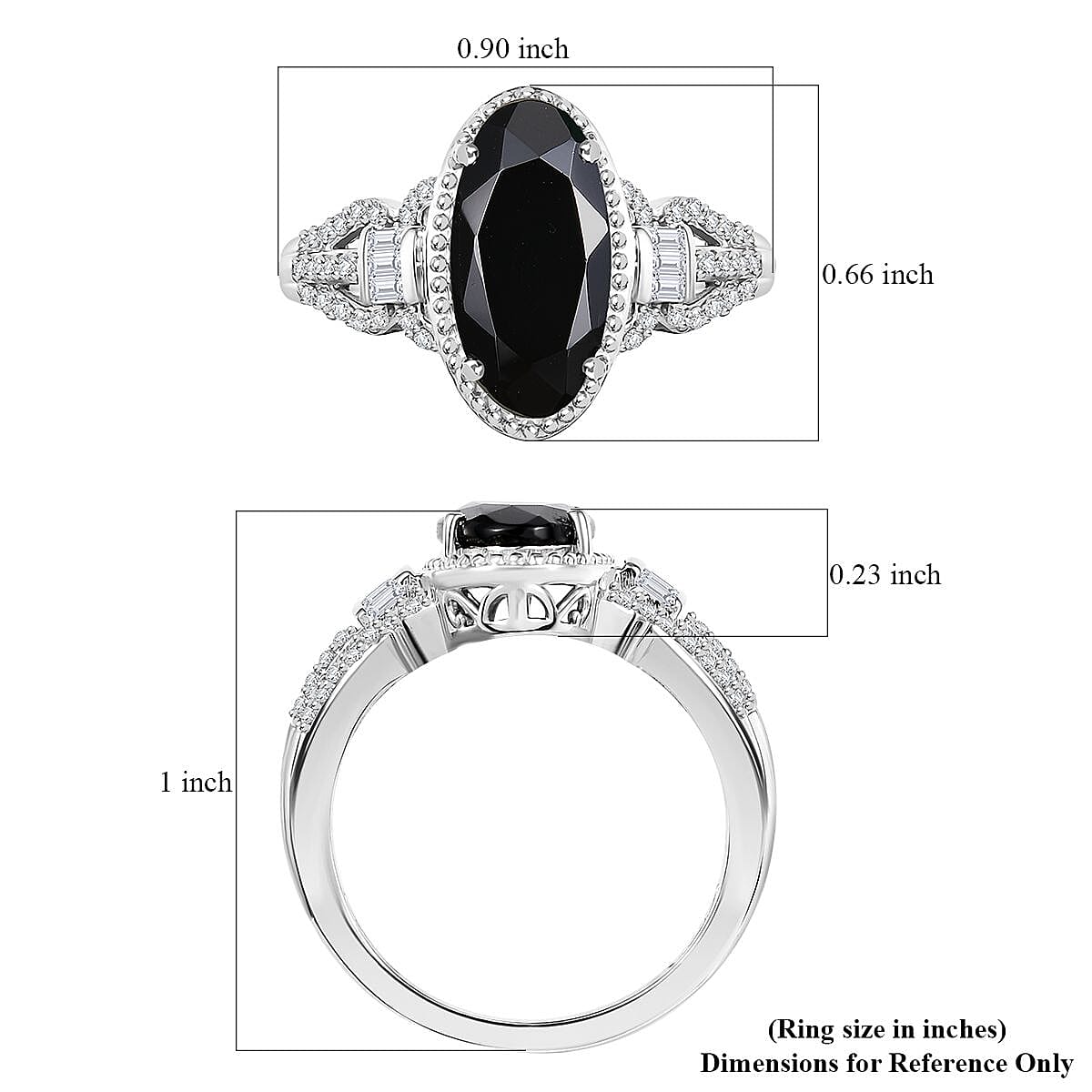 Karis Thai Black Spinel and White Zircon 4.60 ctw Midnight Majesty Ring in Platinum Bond (Size 7.0) image number 5