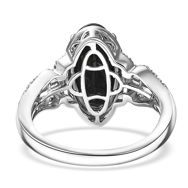 Karis Thai Black Spinel and White Zircon 4.60 ctw Midnight Majesty Ring in Platinum Bond (Size 9.0) 