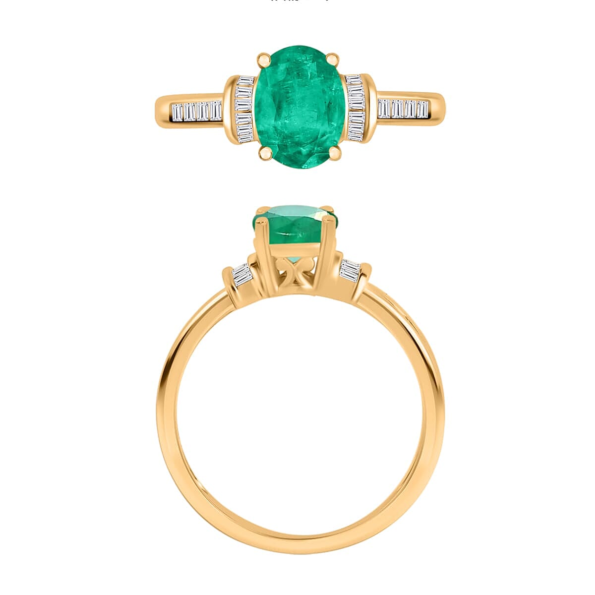 Rhapsody AAAA Kagem Zambian Emerald and E-F VS2 Diamond 1.35 ctw Ring in 18K Yellow Gold (Size 12.0) 4.20 Grams (Del. in 10-12 Days) image number 2