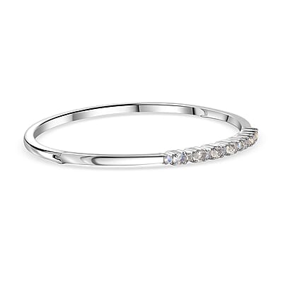 Karis Moon Glow Moonstone 1.70 ctw Milky Way Galaxy with Star Bangle Bracelet in Platinum Bond (6.50 In)