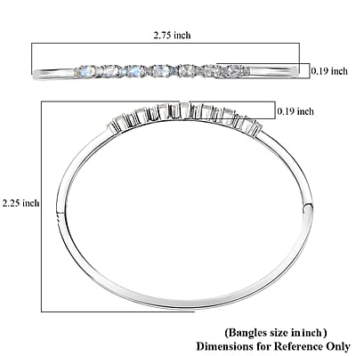 Karis Moon Glow Moonstone 1.70 ctw Milky Way Galaxy with Star Bangle Bracelet in Platinum Bond (6.50 In)