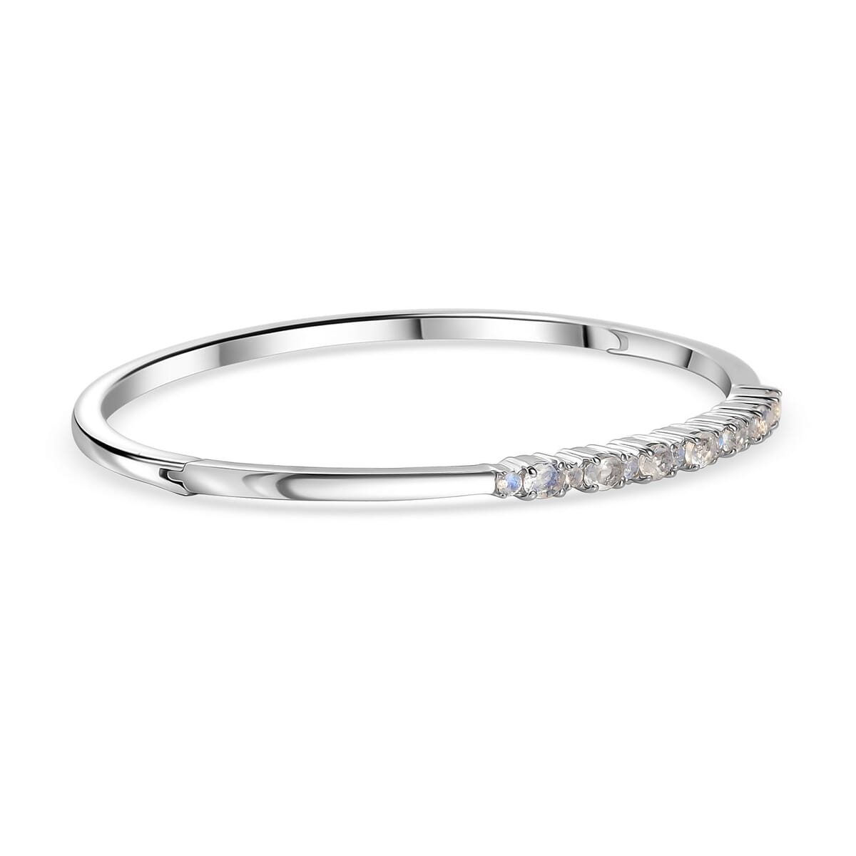 Karis Moon Glow Moonstone 1.70 ctw Milky Way Galaxy with Star Bangle Bracelet in Platinum Bond (7.25 In)  image number 3