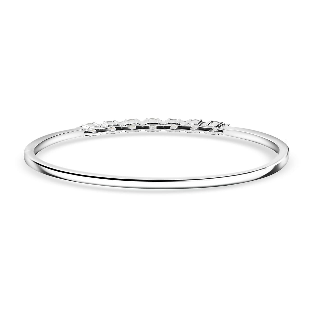 Karis Moon Glow Moonstone 1.70 ctw Milky Way Galaxy with Star Bangle Bracelet in Platinum Bond (7.25 In)  image number 4
