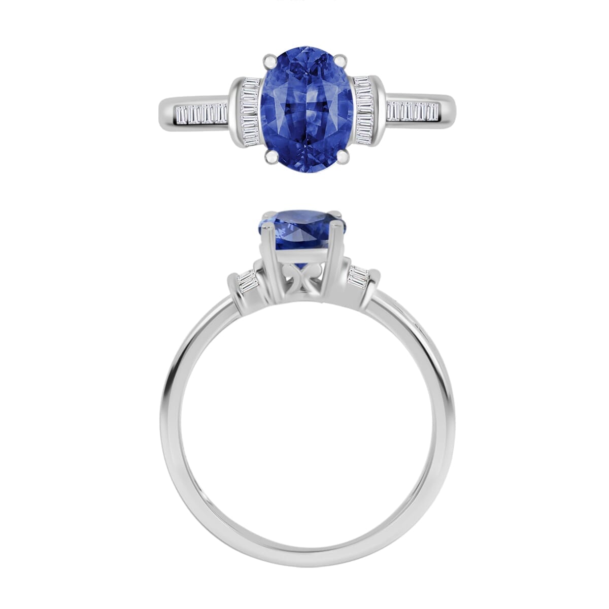 Rhapsody AAAA Ceylon Blue Sapphire and E-F VS2 Diamond 1.50 ctw Ring in 18K White Gold (Size 9.0) 4.20 Grams image number 2