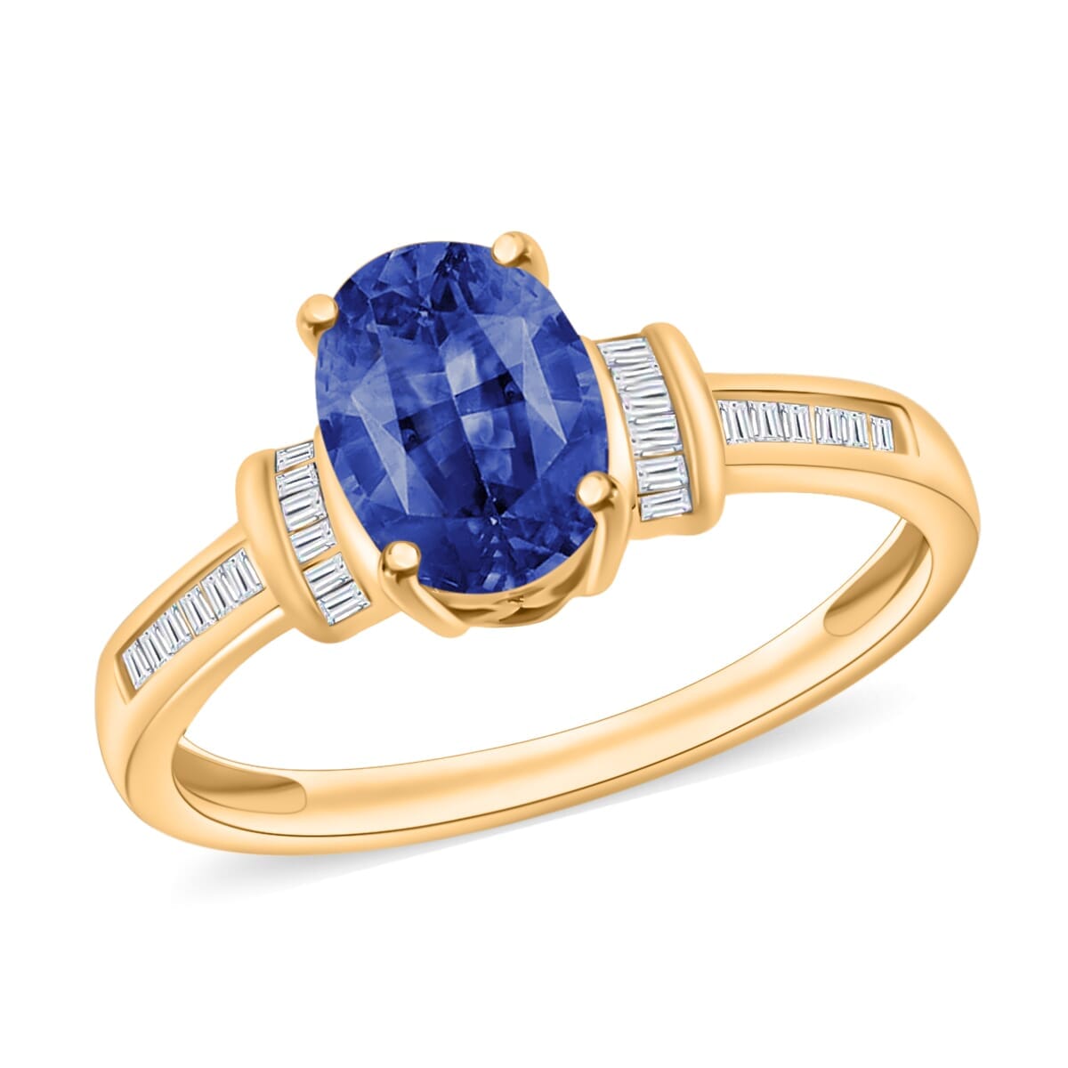 Rhapsody AAAA Ceylon Blue Sapphire and E-F VS2 Diamond 1.50 ctw Ring in 18K Yellow Gold (Size 9.5) 4.20 Grams image number 0