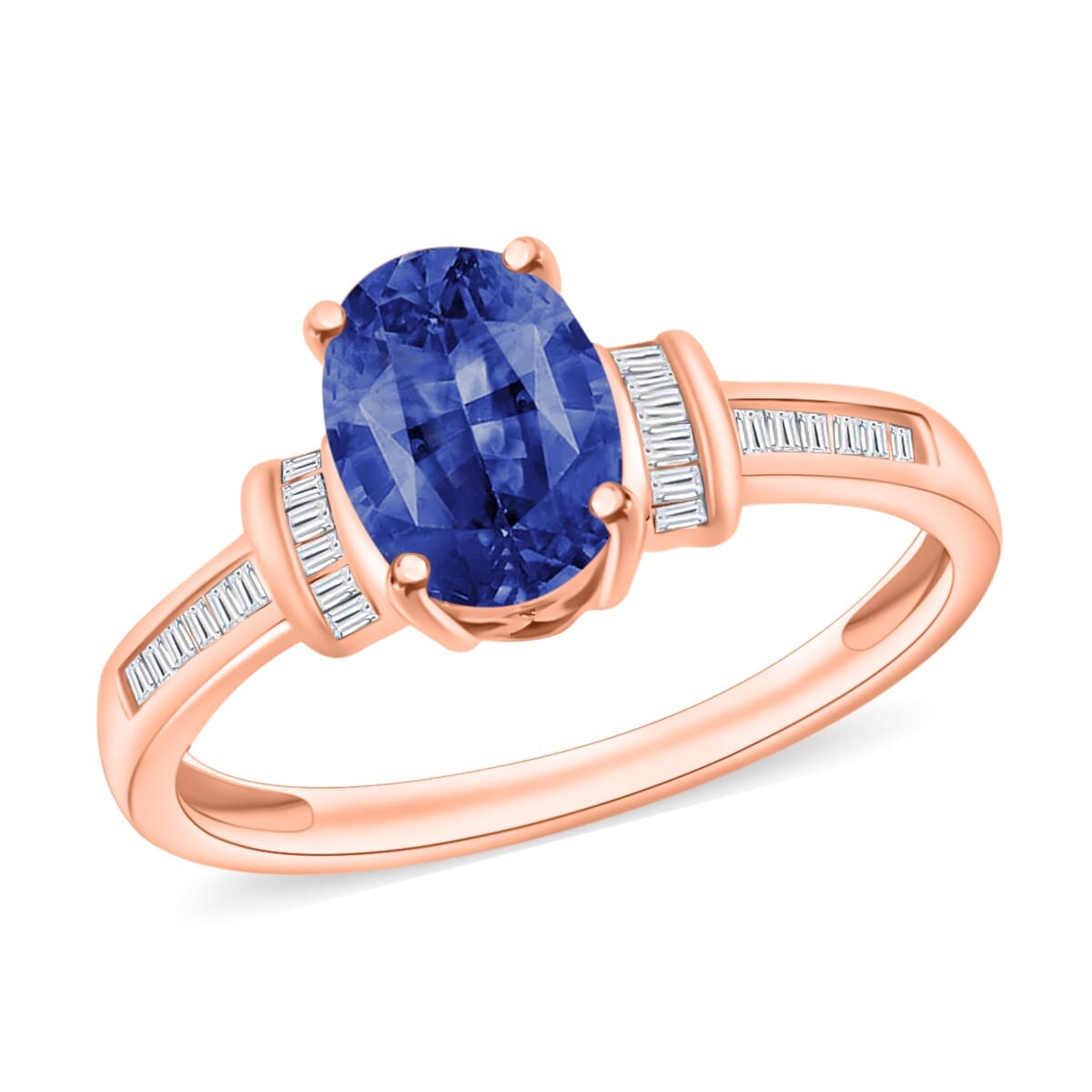Rhapsody AAAA Ceylon Blue Sapphire and E-F VS2 Diamond 1.50 ctw Ring in 18K Rose Gold (Size 4.0) 4.20 Grams image number 0