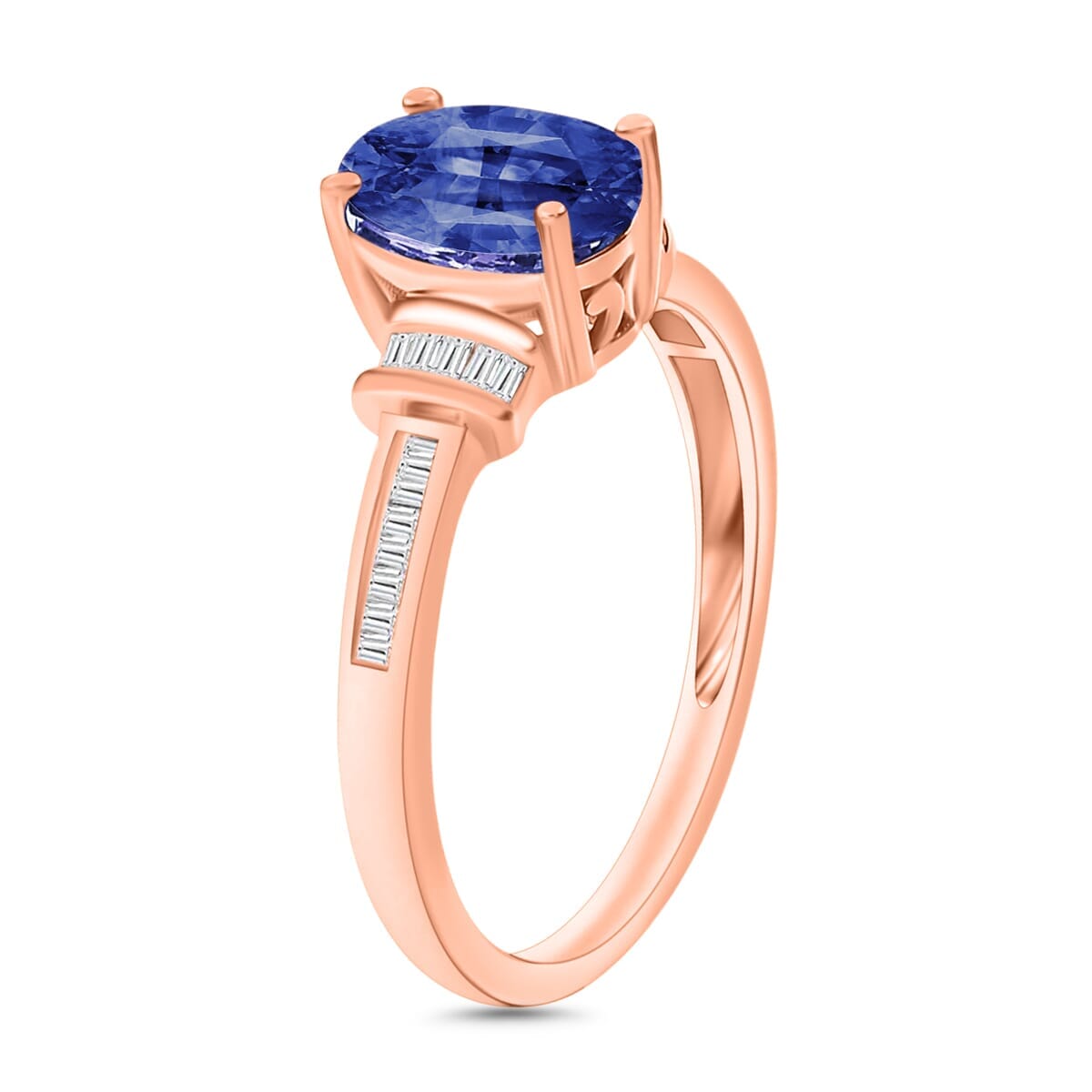Rhapsody AAAA Ceylon Blue Sapphire and E-F VS2 Diamond 1.50 ctw Ring in 18K Rose Gold (Size 7.5) 4.20 Grams image number 2