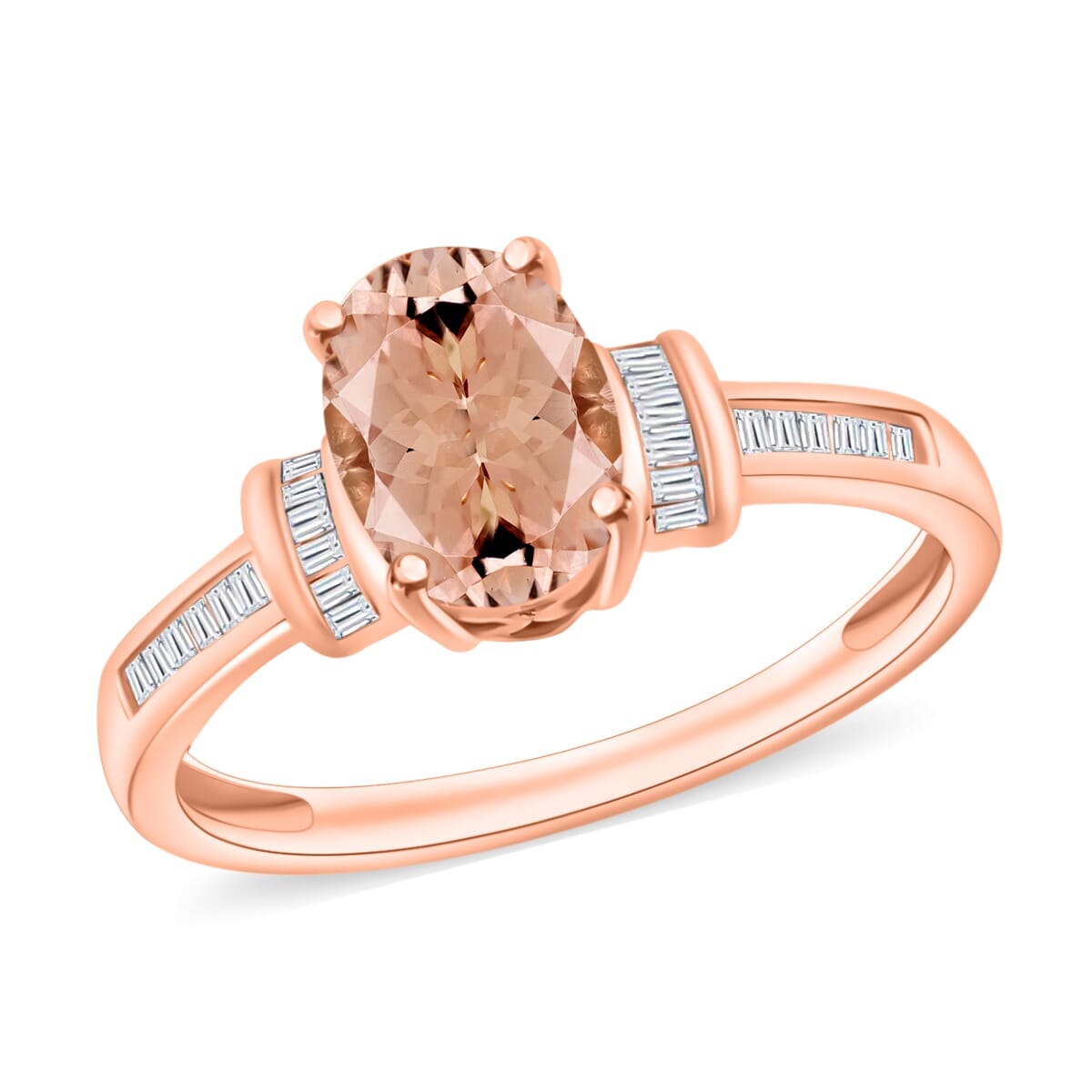 Rhapsody AAAA Pink Morganite and E-F VS2 Diamond 1.50 ctw Ring in 18K Rose Gold (Size 6.0) 4.20 Grams image number 0