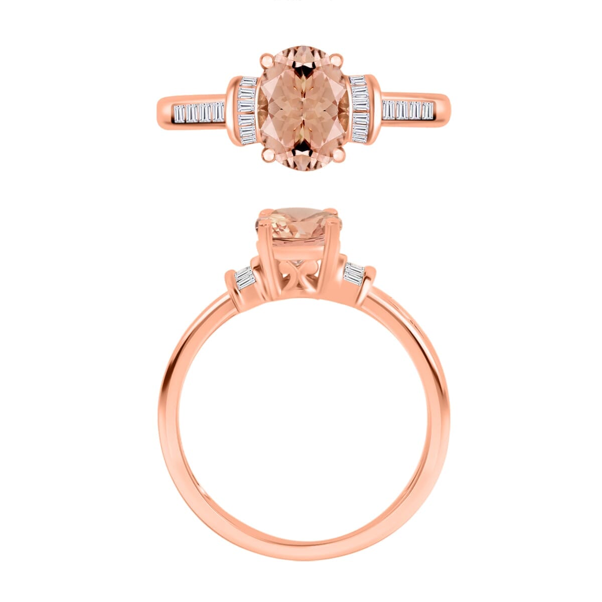 Rhapsody AAAA Pink Morganite and E-F VS2 Diamond 1.50 ctw Ring in 18K Rose Gold (Size 6.0) 4.20 Grams image number 2