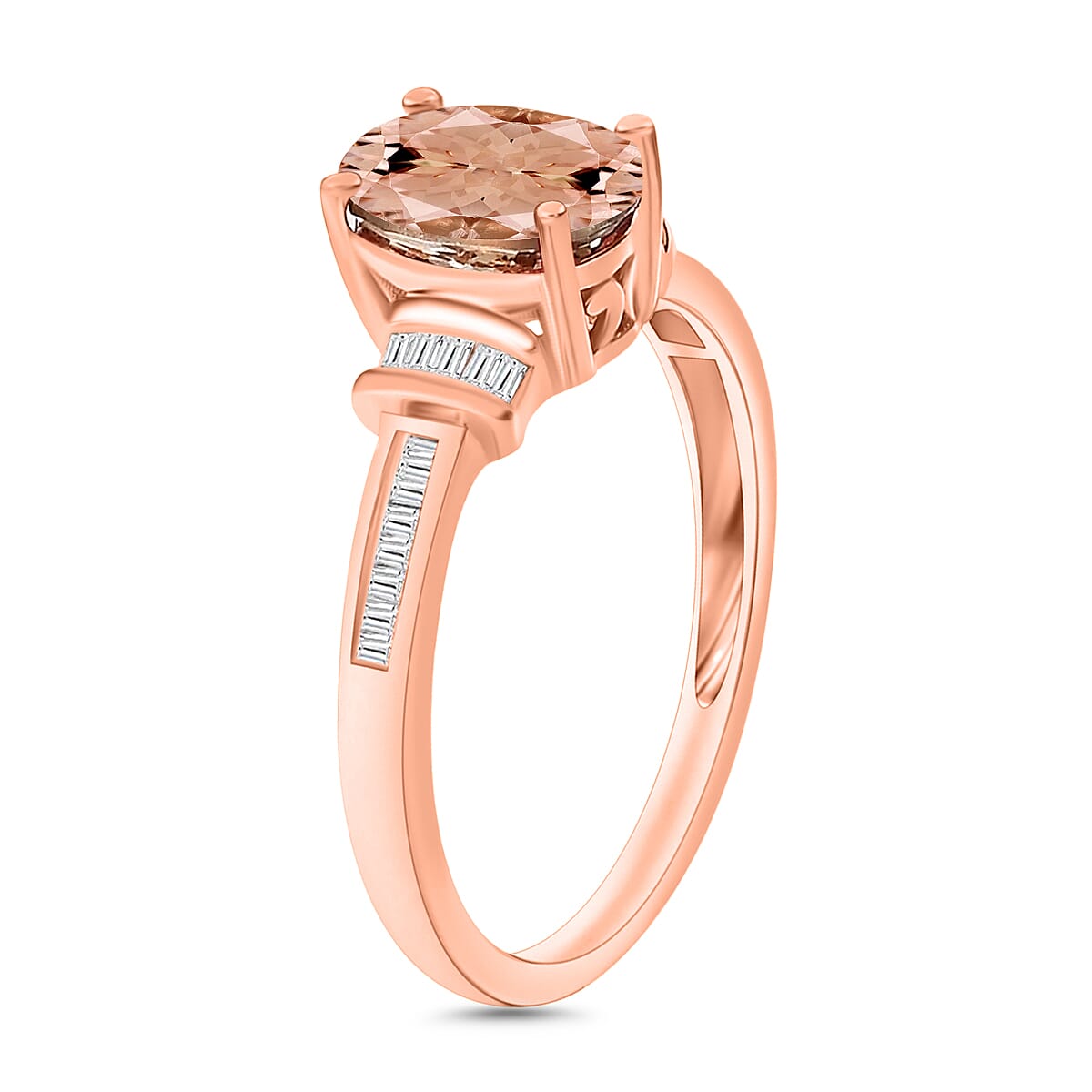 Rhapsody AAAA Pink Morganite and E-F VS2 Diamond 1.50 ctw Ring in 18K Rose Gold (Size 7.5) 4.20 Grams (Del. in 10-12 Days) image number 2