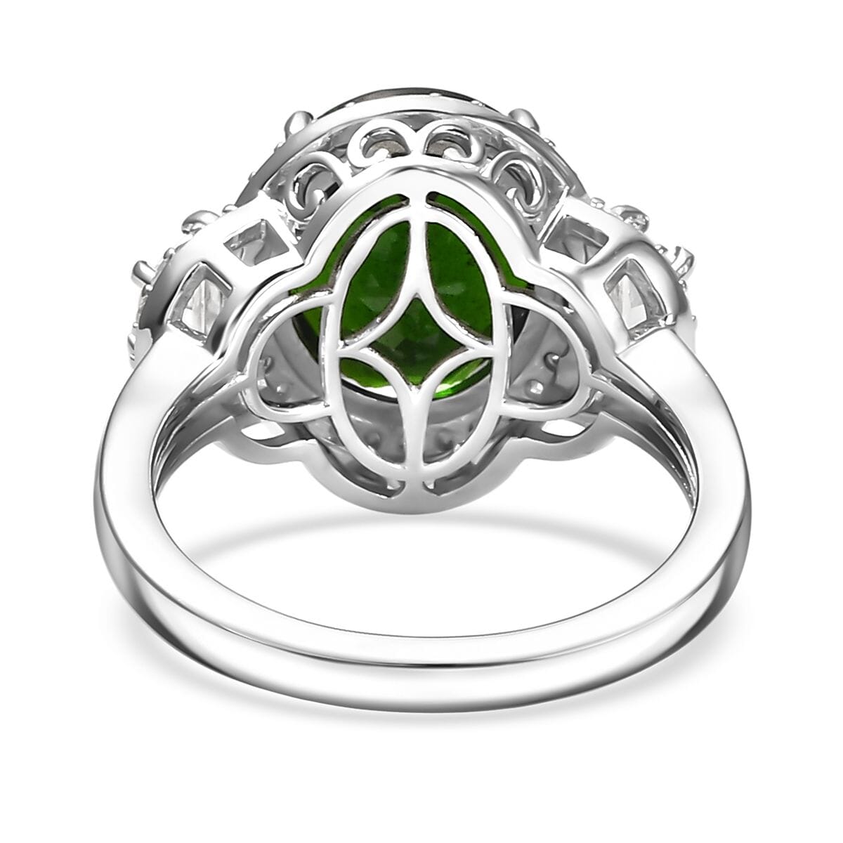 D'Joy Premium Chrome Diopside and Moissanite 5.90 ctw Ring in Rhodium Over Sterling Silver (Size 8.0) image number 4