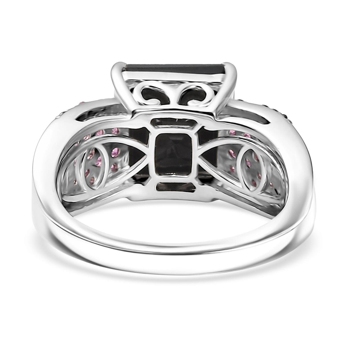 Karis Thai Black Spinel and Orissa Rhodolite Garnet 6.00 ctw Midnight Bloom Ring in Platinum Bond (Size 10.0) image number 4